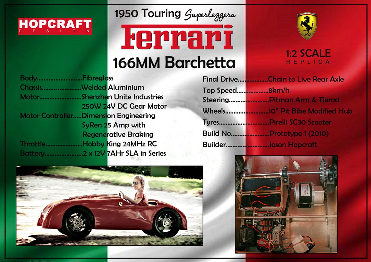 1950 Ferrari 166MM Touring Barchetta - Half Scale
