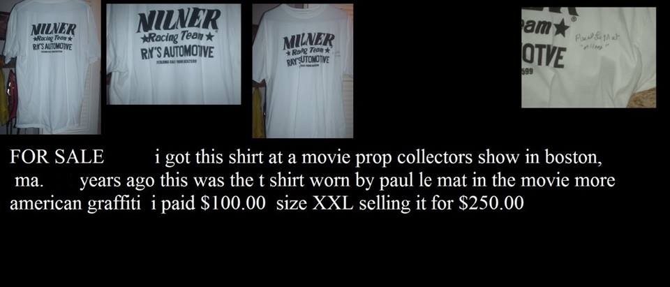 movie prop milners t shirt from american graffiti 2 signed