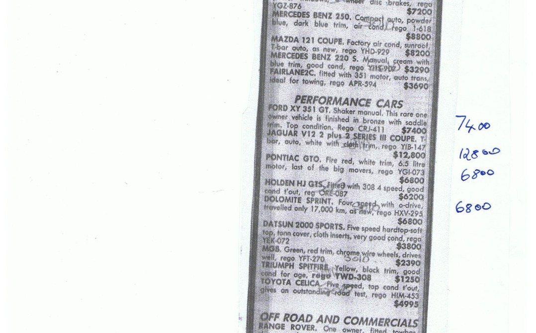 Used cars, 1977