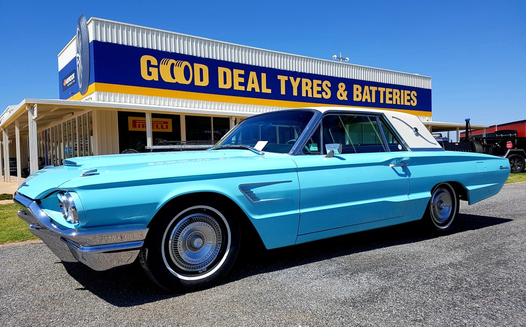 Big Blue... T-Bird with some new white walls 